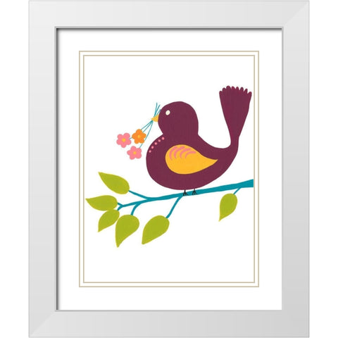 Cute Bird IV White Modern Wood Framed Art Print with Double Matting by Moore, Regina