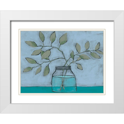 Jar of Stems II White Modern Wood Framed Art Print with Double Matting by Moore, Regina