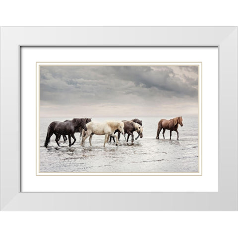 Water Horses IV White Modern Wood Framed Art Print with Double Matting by PHBurchett