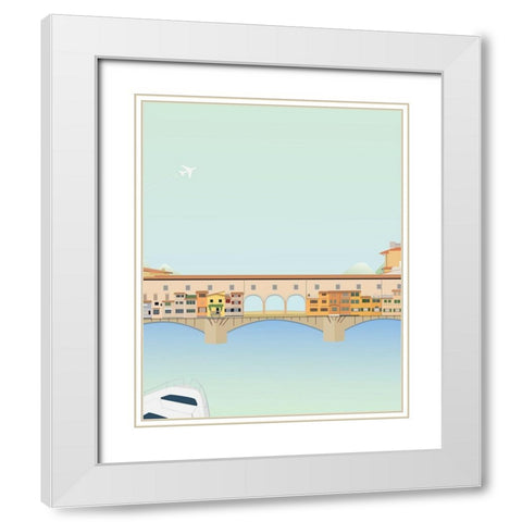 Travel Europe--Ponte Vecchio White Modern Wood Framed Art Print with Double Matting by Soerensen, Gurli