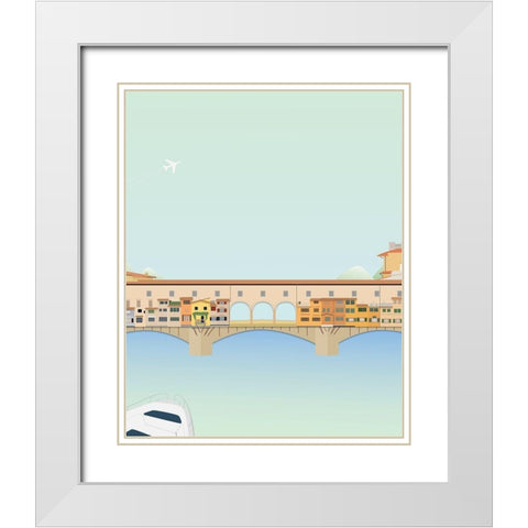 Travel Europe--Ponte Vecchio White Modern Wood Framed Art Print with Double Matting by Soerensen, Gurli