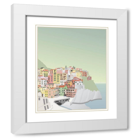 Travel Europe--Manarola White Modern Wood Framed Art Print with Double Matting by Soerensen, Gurli