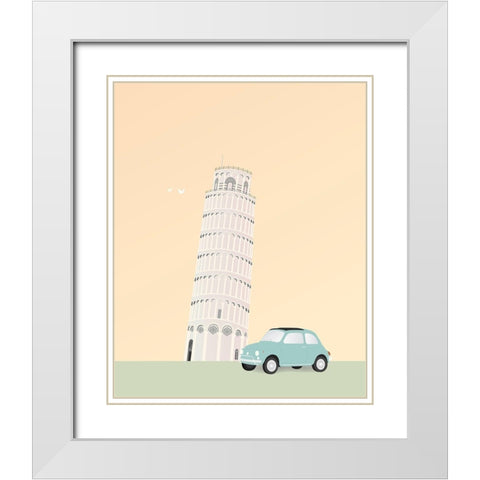 Travel Europe--Pisa White Modern Wood Framed Art Print with Double Matting by Soerensen, Gurli