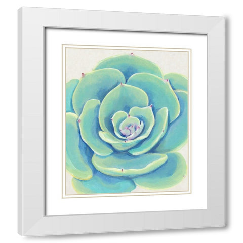 Pastel Succulent IV White Modern Wood Framed Art Print with Double Matting by OToole, Tim