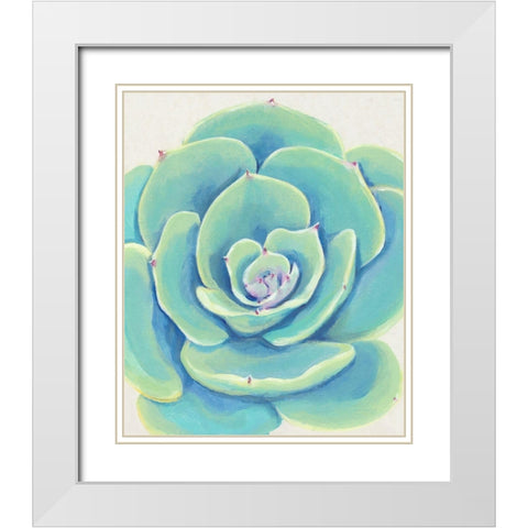 Pastel Succulent IV White Modern Wood Framed Art Print with Double Matting by OToole, Tim