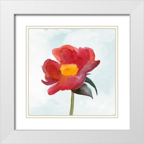Joyful Peony I White Modern Wood Framed Art Print with Double Matting by Ludwig, Alicia