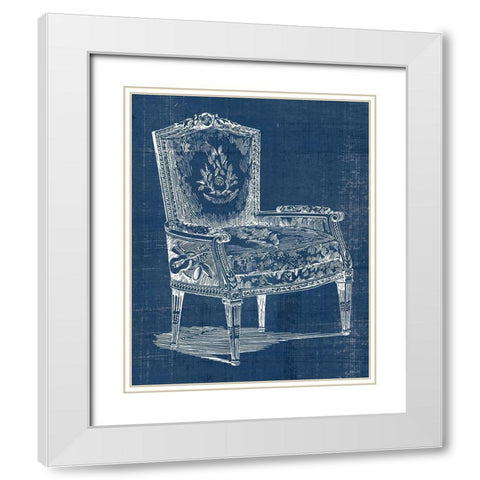 Antique Chair Blueprint I White Modern Wood Framed Art Print with Double Matting by Vision Studio