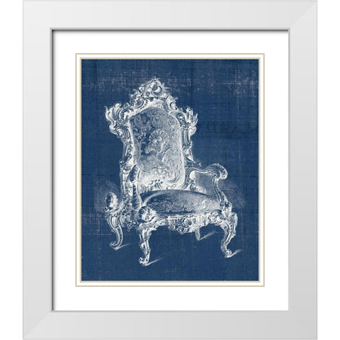 Antique Chair Blueprint II White Modern Wood Framed Art Print with Double Matting by Vision Studio