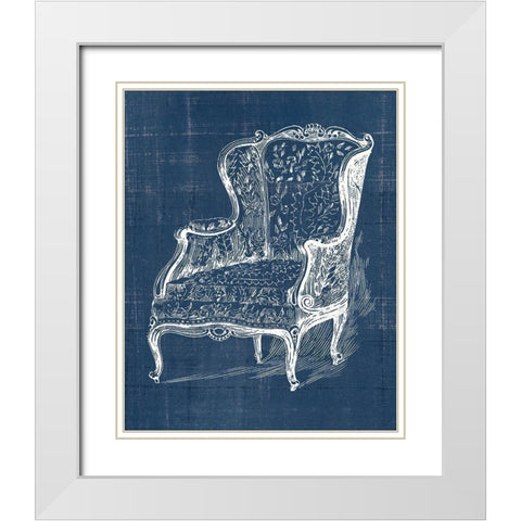 Antique Chair Blueprint III White Modern Wood Framed Art Print with Double Matting by Vision Studio