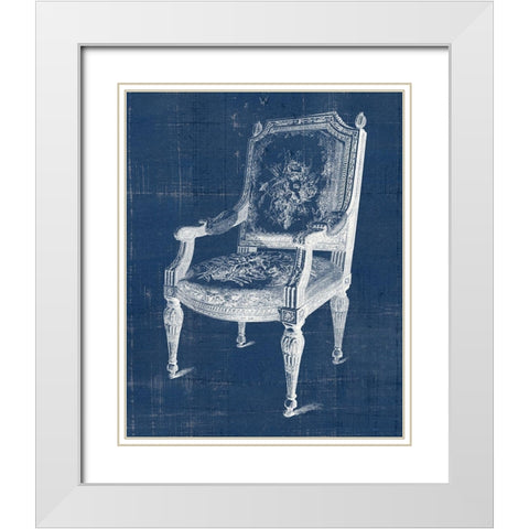 Antique Chair Blueprint IV White Modern Wood Framed Art Print with Double Matting by Vision Studio