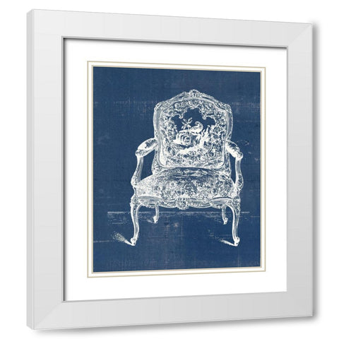 Antique Chair Blueprint V White Modern Wood Framed Art Print with Double Matting by Vision Studio