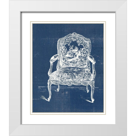 Antique Chair Blueprint V White Modern Wood Framed Art Print with Double Matting by Vision Studio