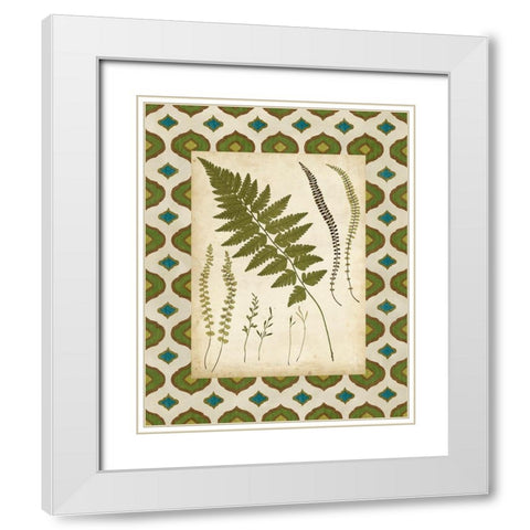 Moroccan Ferns II White Modern Wood Framed Art Print with Double Matting by Vision Studio