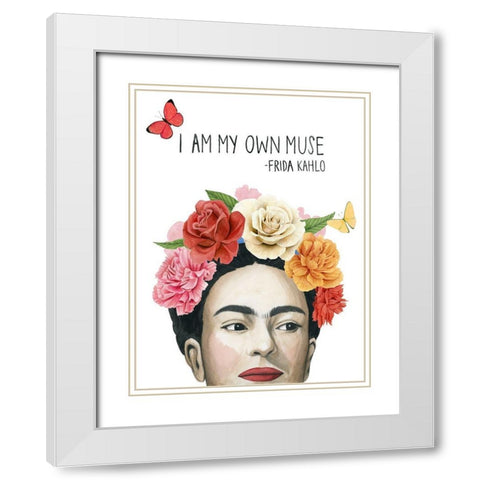 Fridas Flowers I White Modern Wood Framed Art Print with Double Matting by Popp, Grace