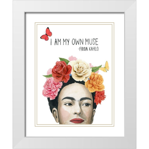 Fridas Flowers I White Modern Wood Framed Art Print with Double Matting by Popp, Grace