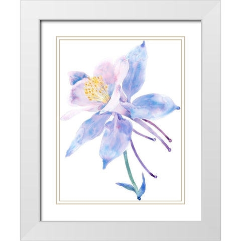 Columbine Bloom II White Modern Wood Framed Art Print with Double Matting by Tim OToole