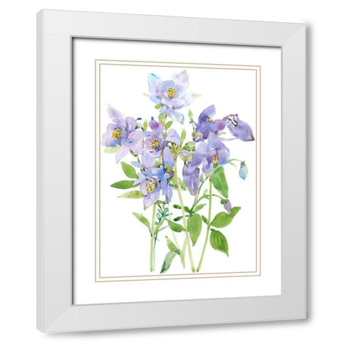 Columbine Spray I White Modern Wood Framed Art Print with Double Matting by Tim OToole