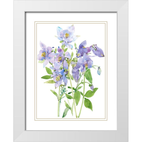 Columbine Spray I White Modern Wood Framed Art Print with Double Matting by Tim OToole