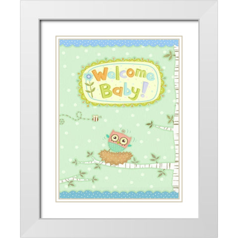 Baby Owl I White Modern Wood Framed Art Print with Double Matting by Eisner, Viv