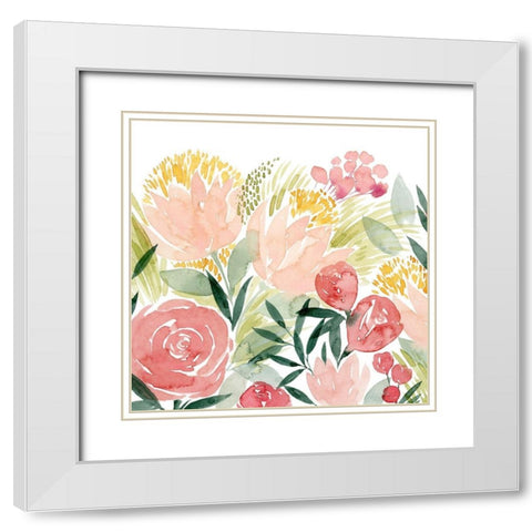 Sunkissed Posies I White Modern Wood Framed Art Print with Double Matting by Popp, Grace