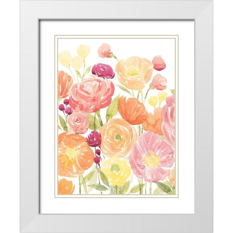 Pastel Petals I White Modern Wood Framed Art Print with Double Matting by Popp, Grace