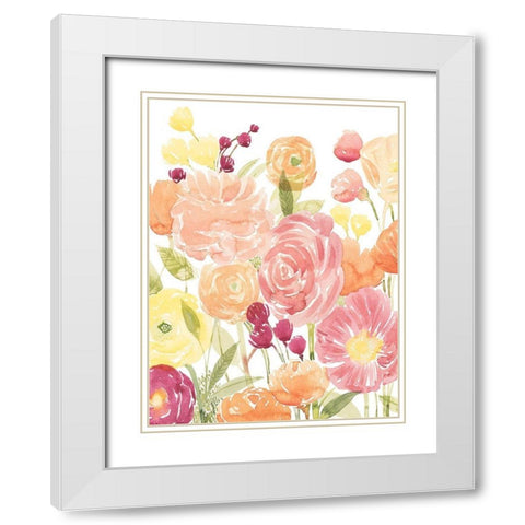 Pastel Petals II White Modern Wood Framed Art Print with Double Matting by Popp, Grace