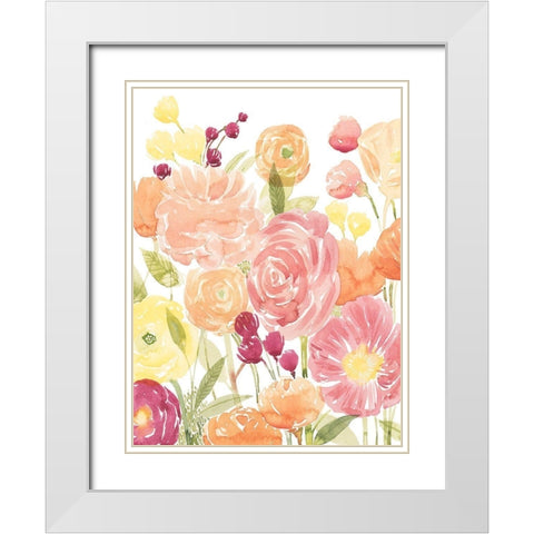 Pastel Petals II White Modern Wood Framed Art Print with Double Matting by Popp, Grace