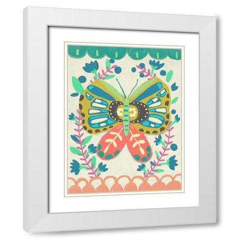 Flutterfly II White Modern Wood Framed Art Print with Double Matting by Zarris, Chariklia