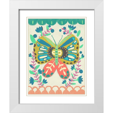 Flutterfly II White Modern Wood Framed Art Print with Double Matting by Zarris, Chariklia