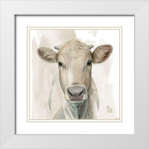 Prairie Bovine I White Modern Wood Framed Art Print with Double Matting by Popp, Grace