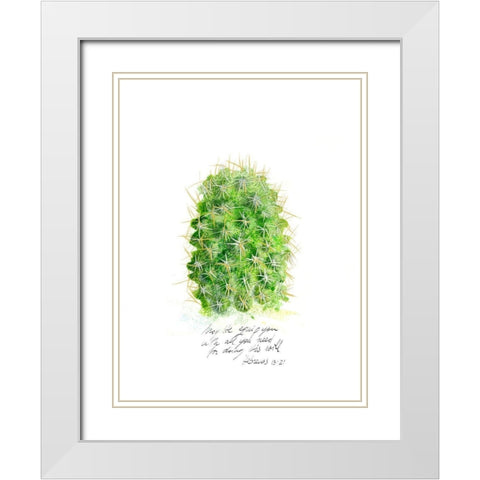 Cactus Verse I White Modern Wood Framed Art Print with Double Matting by Blixt, Ingrid