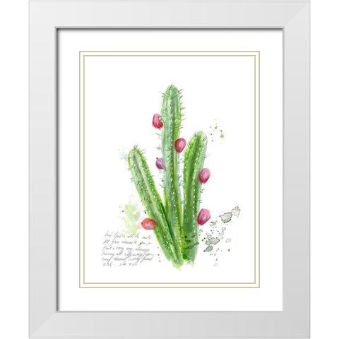Cactus Verse II White Modern Wood Framed Art Print with Double Matting by Blixt, Ingrid