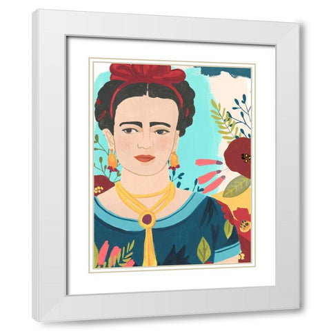 Fridas Garden I White Modern Wood Framed Art Print with Double Matting by Vess, June Erica