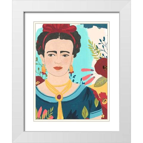 Fridas Garden I White Modern Wood Framed Art Print with Double Matting by Vess, June Erica