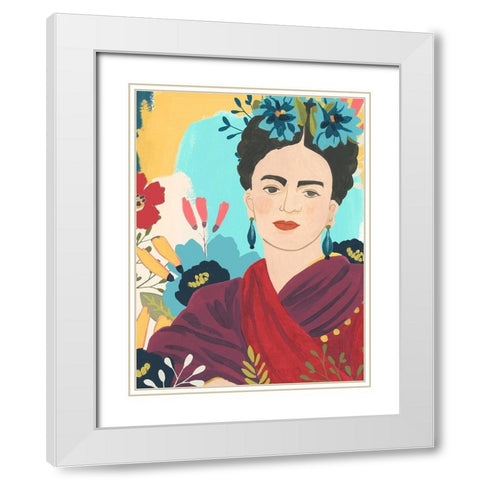 Fridas Garden II White Modern Wood Framed Art Print with Double Matting by Vess, June Erica