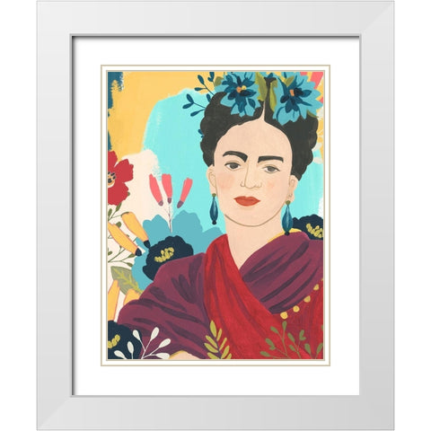 Fridas Garden II White Modern Wood Framed Art Print with Double Matting by Vess, June Erica