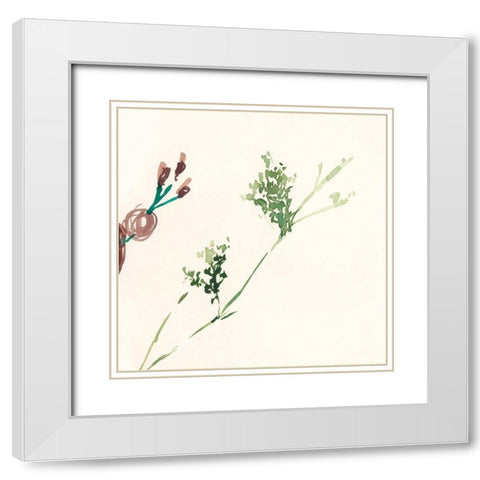 Rosey Posey III White Modern Wood Framed Art Print with Double Matting by Goldberger, Jennifer