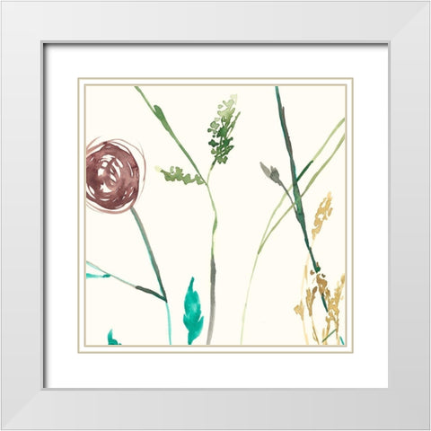 Rosey Posey V White Modern Wood Framed Art Print with Double Matting by Goldberger, Jennifer