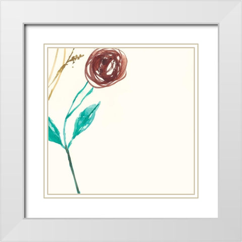 Rosey Posey IX White Modern Wood Framed Art Print with Double Matting by Goldberger, Jennifer
