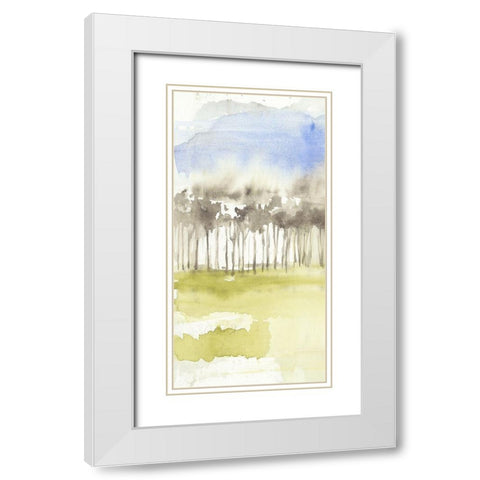 Split Treeline I White Modern Wood Framed Art Print with Double Matting by Goldberger, Jennifer
