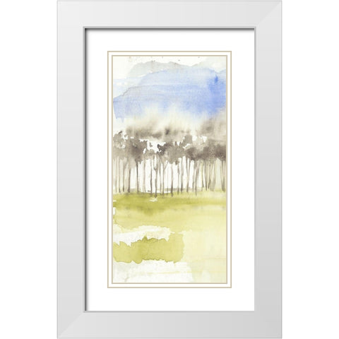 Split Treeline I White Modern Wood Framed Art Print with Double Matting by Goldberger, Jennifer