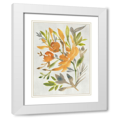 Butterscotch Bouquet I White Modern Wood Framed Art Print with Double Matting by Zarris, Chariklia