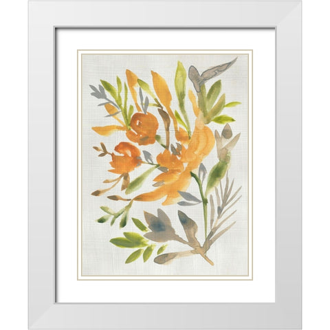 Butterscotch Bouquet I White Modern Wood Framed Art Print with Double Matting by Zarris, Chariklia