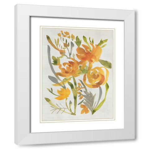 Butterscotch Bouquet II White Modern Wood Framed Art Print with Double Matting by Zarris, Chariklia