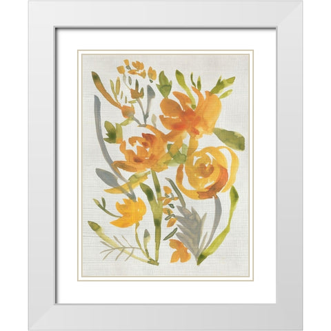 Butterscotch Bouquet II White Modern Wood Framed Art Print with Double Matting by Zarris, Chariklia