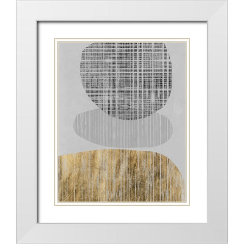 Gilded Shapes II White Modern Wood Framed Art Print with Double Matting by Goldberger, Jennifer
