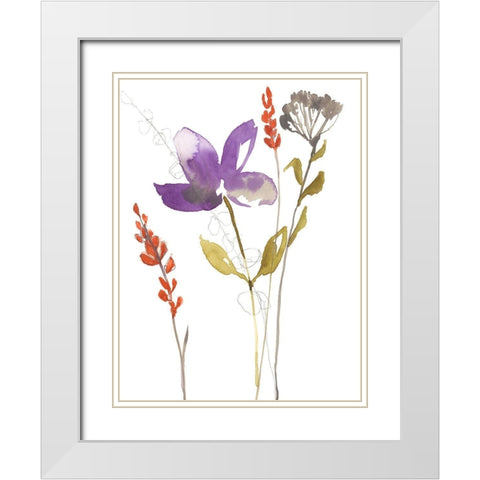 Ultraviolet Bouquet II White Modern Wood Framed Art Print with Double Matting by Goldberger, Jennifer