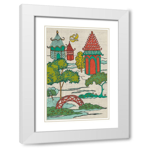 Pagoda Landscape I White Modern Wood Framed Art Print with Double Matting by Zarris, Chariklia