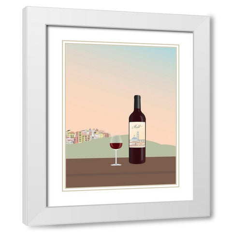 Tuscan Wine II White Modern Wood Framed Art Print with Double Matting by Soerensen, Gurli