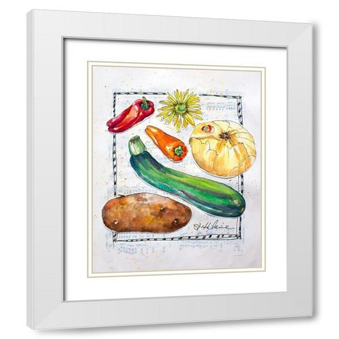 Kitchen Veggies II White Modern Wood Framed Art Print with Double Matting by St. Hilaire, Elizabeth